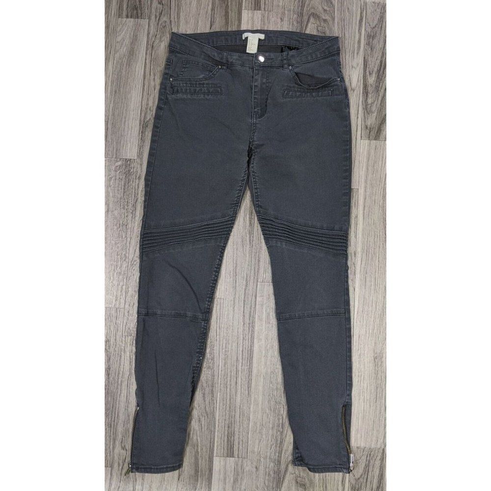 (3/$35) H&M Womens Size‎ 8 Zipped Cuffs Pockets Grey Denim Jeans
